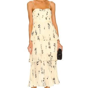 SELF PORTRAIT Floral Silhouette Tiered Midi Dress